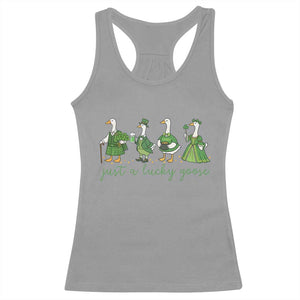 Just A Lucky Goose Racerback Tank Top Funny St Patricks Day Irish Gift TS12 Sport Gray Print Your Wear