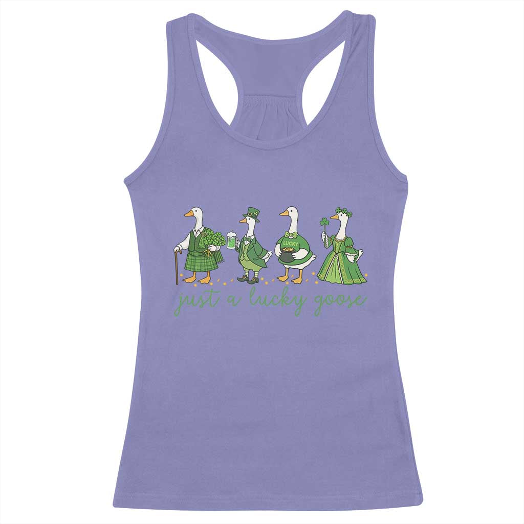 Just A Lucky Goose Racerback Tank Top Funny St Patricks Day Irish Gift TS12 Violet Print Your Wear