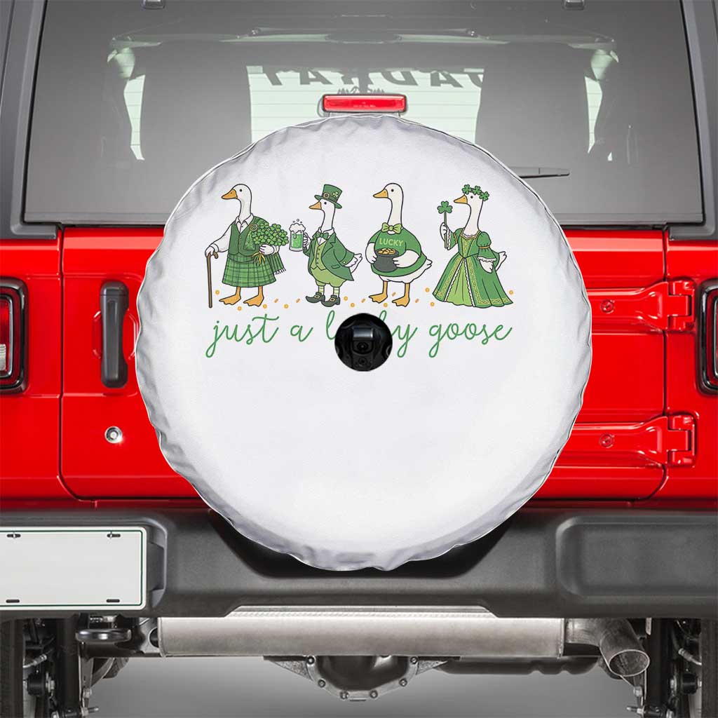 Just A Lucky Goose Spare Tire Cover Funny St Patricks Day Irish Gift TS12 White Print Your Wear