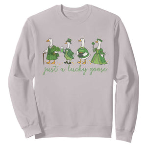 Just A Lucky Goose Sweatshirt Funny St Patricks Day Irish Gift TS12 Ice Gray Print Your Wear