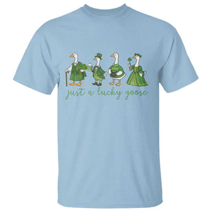 Just A Lucky Goose T Shirt Funny St Patricks Day Irish Gift TS12 Light Blue Print Your Wear