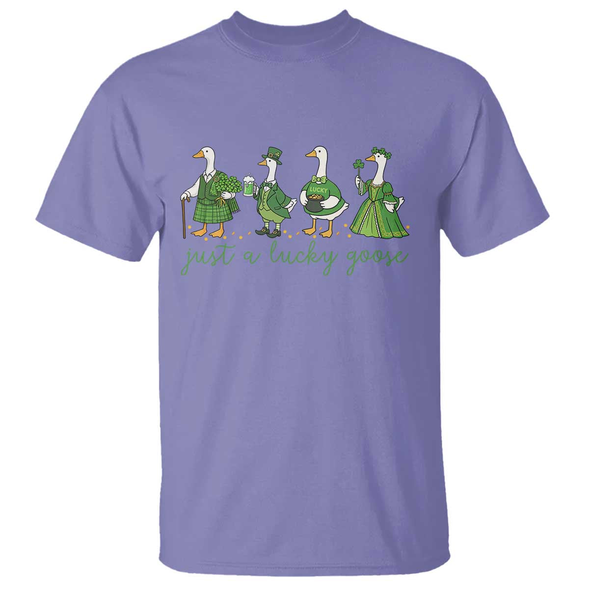 Just A Lucky Goose T Shirt Funny St Patricks Day Irish Gift TS12 Violet Print Your Wear