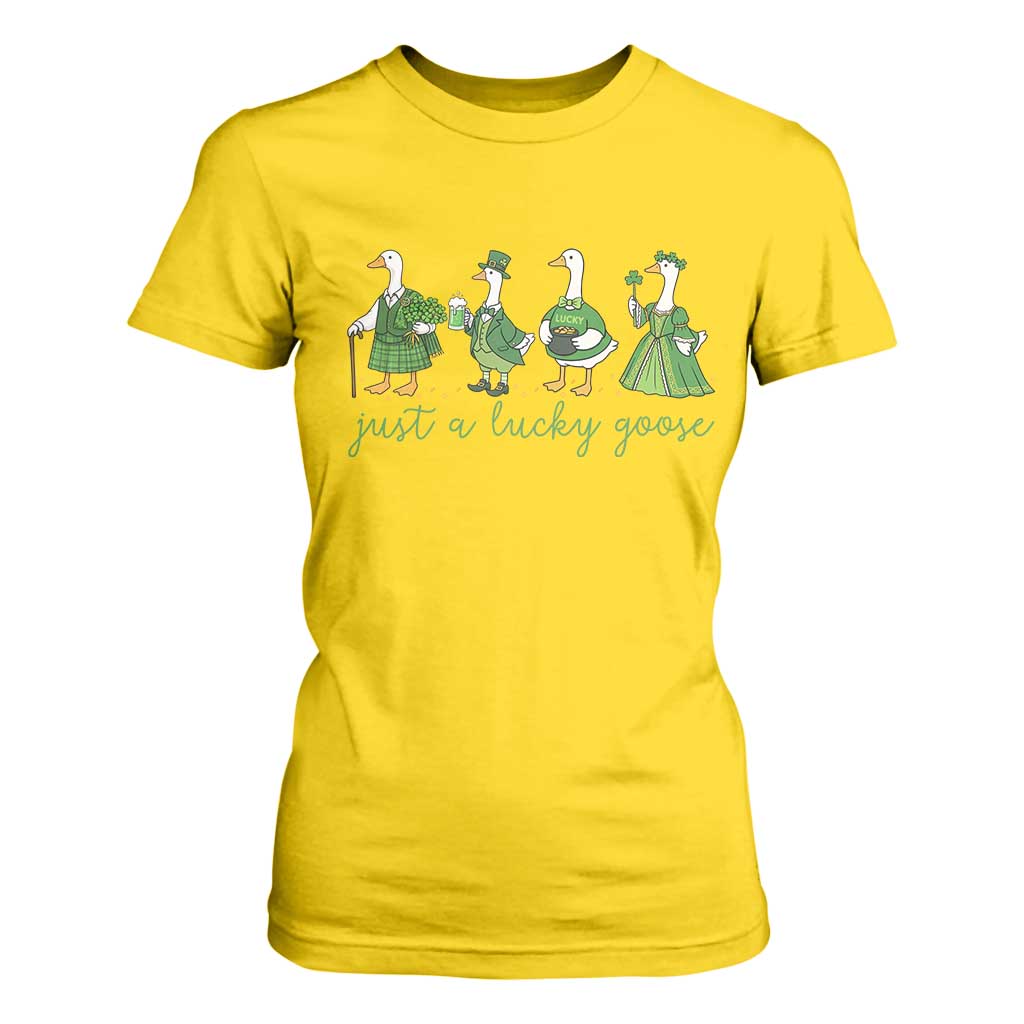 Just A Lucky Goose T Shirt For Women Funny St Patricks Day Irish Gift TS12 Daisy Print Your Wear