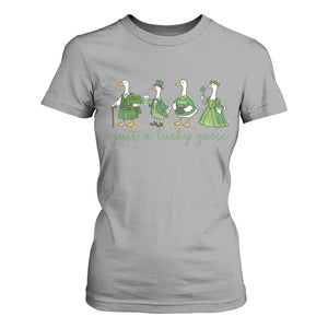 Just A Lucky Goose T Shirt For Women Funny St Patricks Day Irish Gift TS12 Sport Gray Print Your Wear