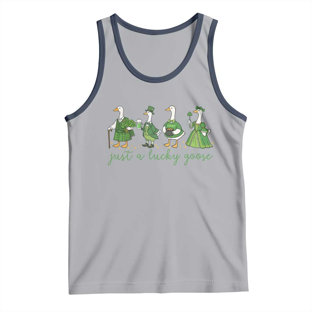 Just A Lucky Goose Tank Top Funny St Patricks Day Irish Gift TS12 Athletic Heather Navy Print Your Wear