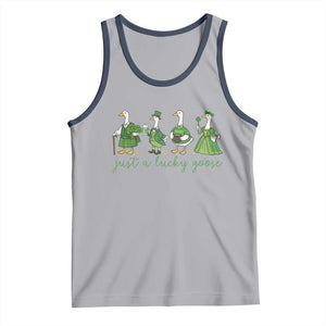 Just A Lucky Goose Tank Top Funny St Patricks Day Irish Gift TS12 Athletic Heather Navy Print Your Wear