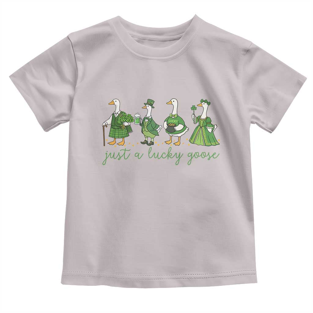 Just A Lucky Goose Toddler T Shirt Funny St Patricks Day Irish Gift TS12 Ice Gray Print Your Wear