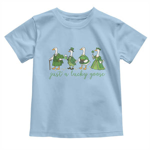 Just A Lucky Goose Toddler T Shirt Funny St Patricks Day Irish Gift TS12 Light Blue Print Your Wear