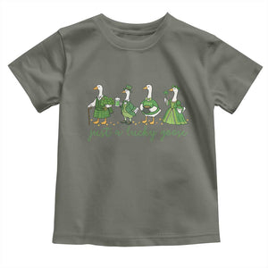 Just A Lucky Goose Toddler T Shirt Funny St Patricks Day Irish Gift TS12 Military Green Print Your Wear