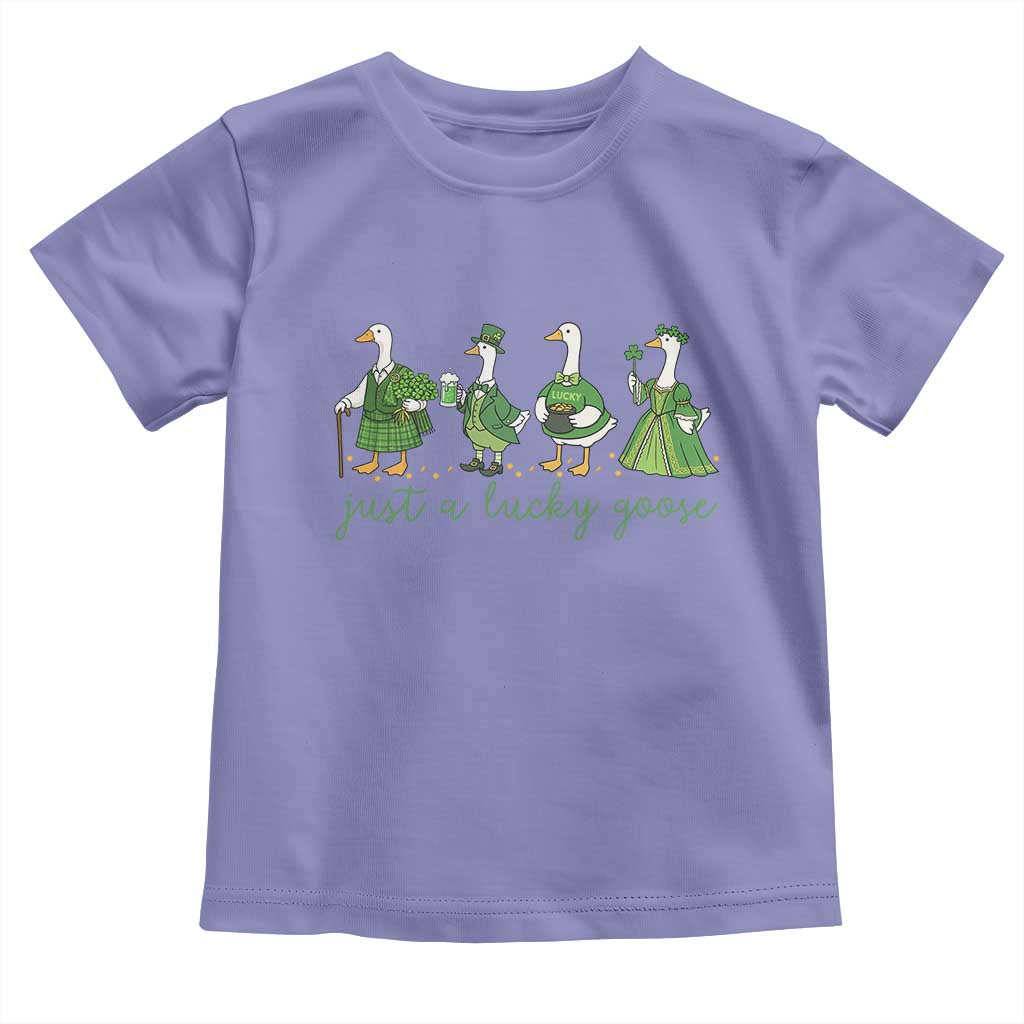Just A Lucky Goose Toddler T Shirt Funny St Patricks Day Irish Gift TS12 Violet Print Your Wear