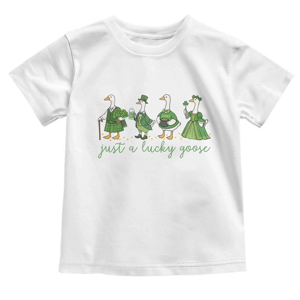 Just A Lucky Goose Toddler T Shirt Funny St Patricks Day Irish Gift TS12 White Print Your Wear