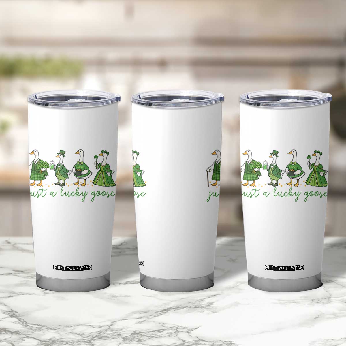 Just A Lucky Goose Tumbler Cup Funny St Patricks Day Irish Gift TS12 Print Your Wear