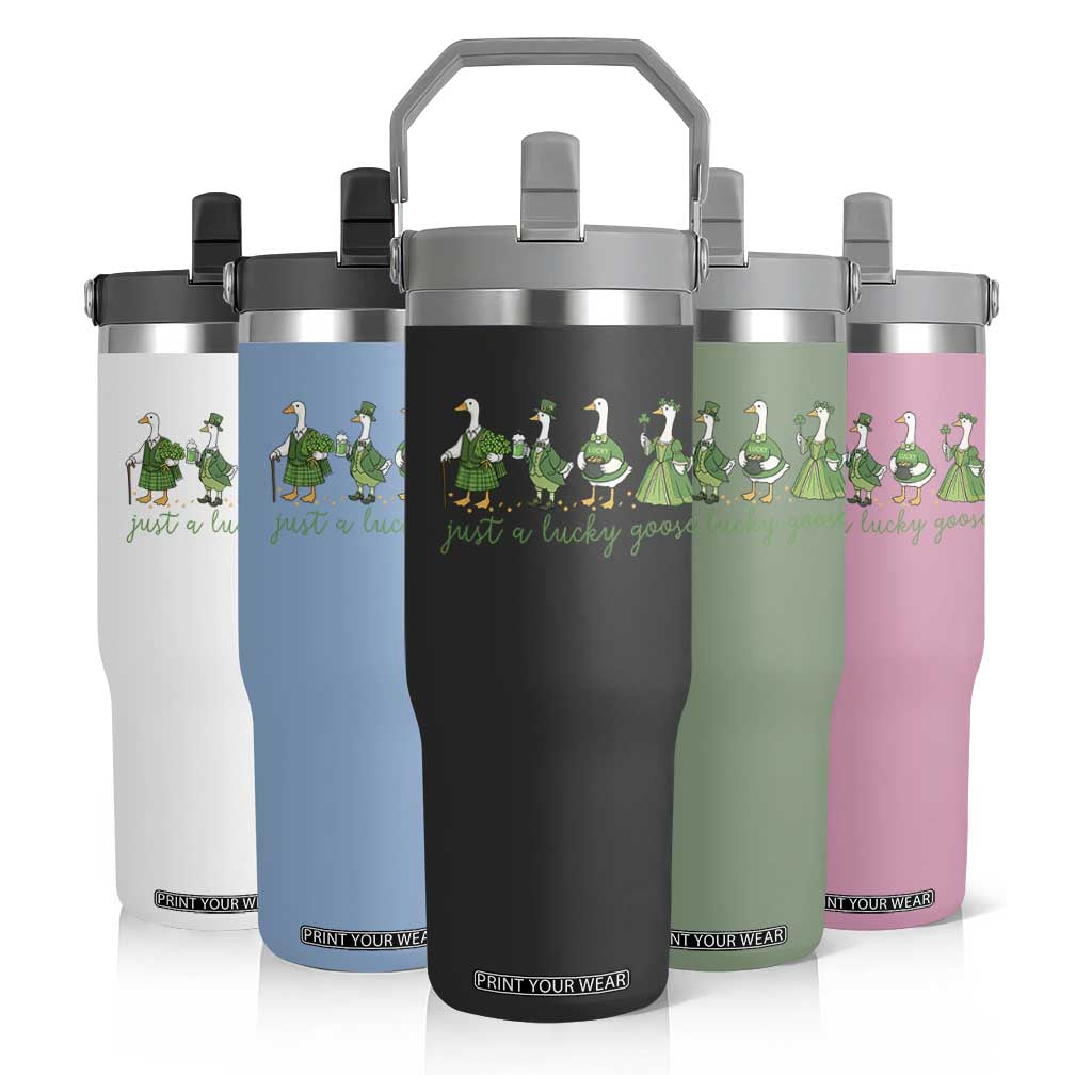 Just A Lucky Goose Flip Straw Tumbler Funny St Patricks Day Irish Gift TS12 Print Your Wear