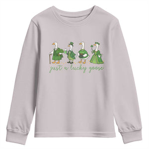Just A Lucky Goose Youth Sweatshirt Funny St Patricks Day Irish Gift TS12 Ice Gray Print Your Wear