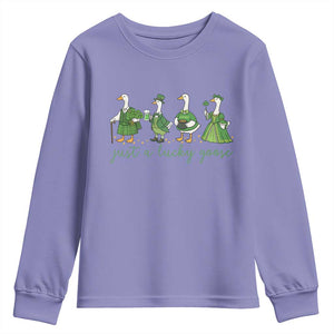 Just A Lucky Goose Youth Sweatshirt Funny St Patricks Day Irish Gift TS12 Violet Print Your Wear
