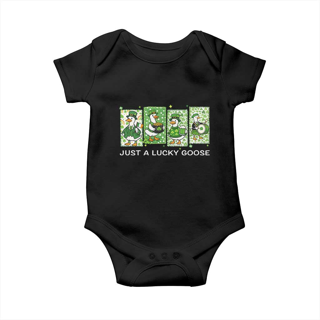 Just A Lucky Goose Baby Onesie Funny Irish Crew St Patricks Day TS12 Black Print Your Wear