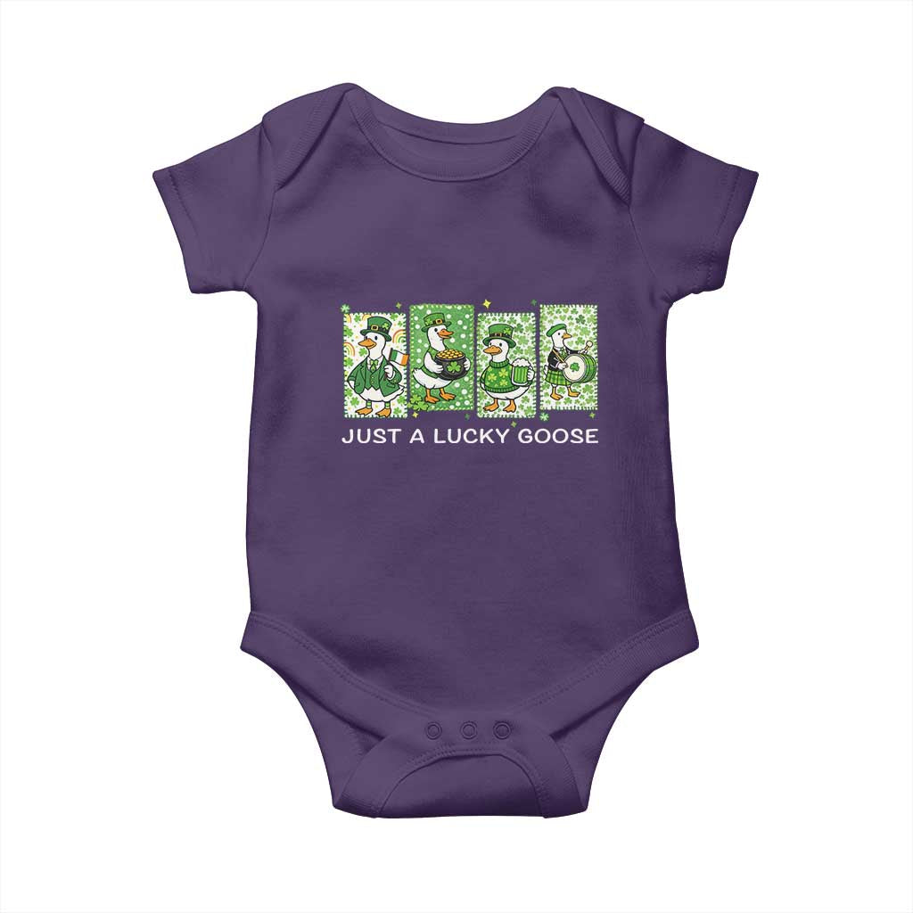 Just A Lucky Goose Baby Onesie Funny Irish Crew St Patricks Day TS12 Purple Print Your Wear
