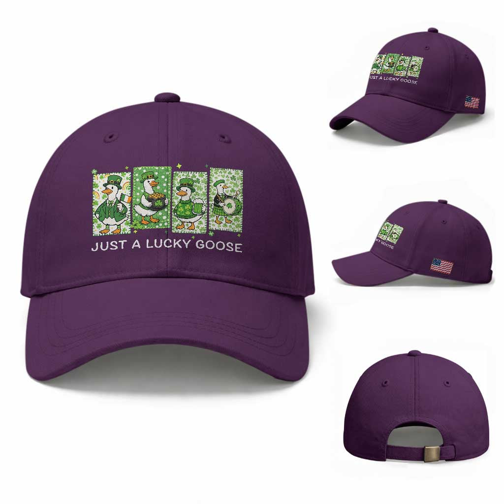 Just A Lucky Goose Baseball Cap Funny Irish Crew St Patricks Day TS12 Baseball Cap Universal Fit Purple Print Your Wear