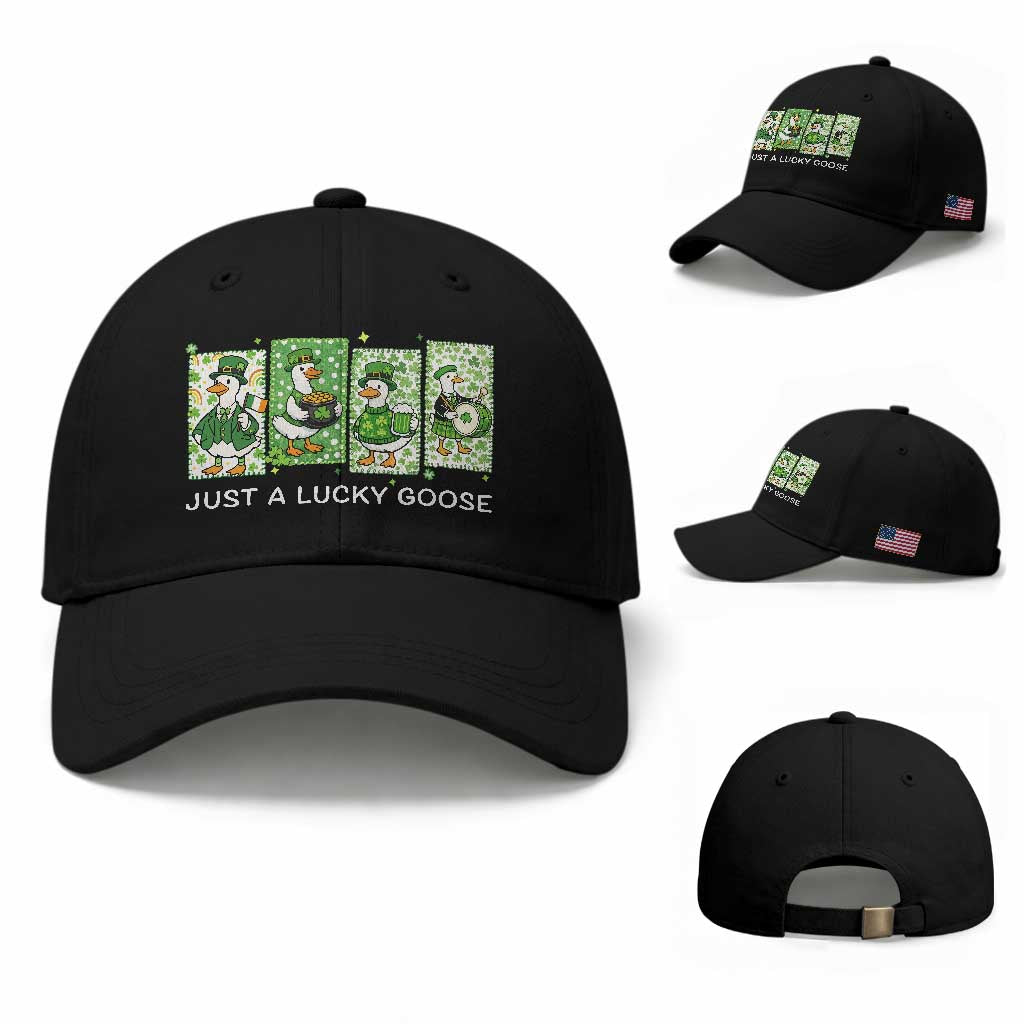 Just A Lucky Goose Baseball Cap Funny Irish Crew St Patricks Day TS12 Baseball Cap Universal Fit Black Print Your Wear