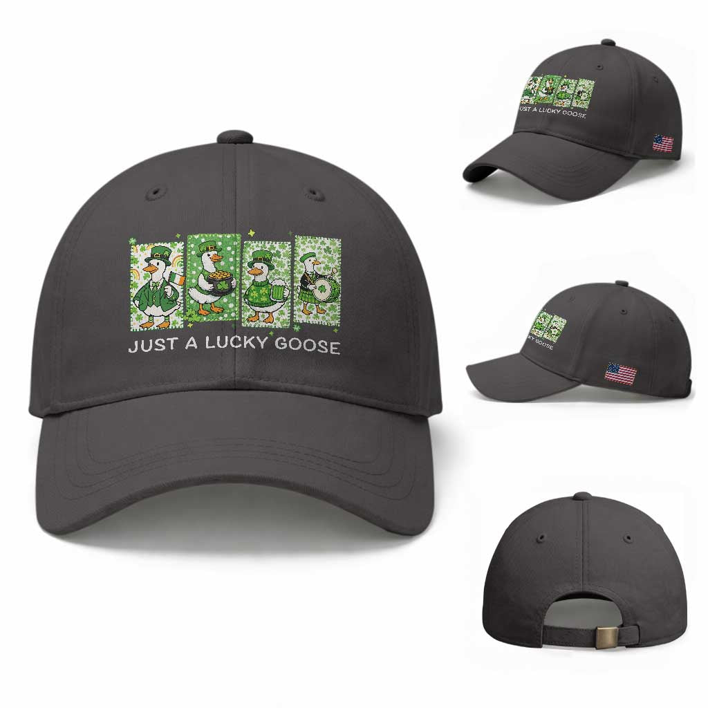 Just A Lucky Goose Baseball Cap Funny Irish Crew St Patricks Day TS12 Baseball Cap Universal Fit Dark Gray Print Your Wear