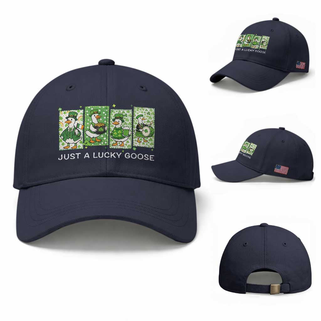 Just A Lucky Goose Baseball Cap Funny Irish Crew St Patricks Day TS12 Baseball Cap Universal Fit Navy Print Your Wear