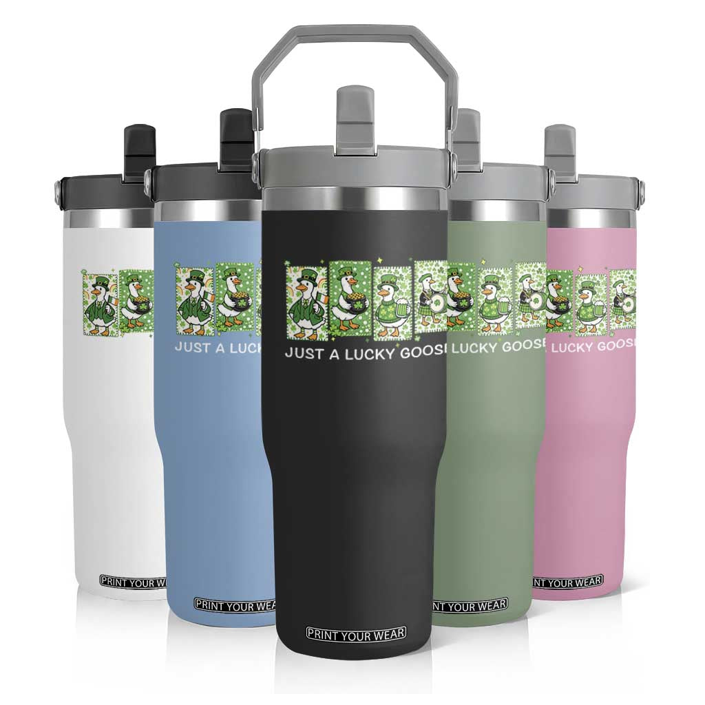 Just A Lucky Goose Flip Straw Tumbler Funny Irish Crew St Patricks Day TS12 Print Your Wear