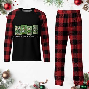 Just A Lucky Goose Plaid Pajama Set Funny Irish Crew St Patricks Day TS12 Buffalo Plaid Print Your Wear