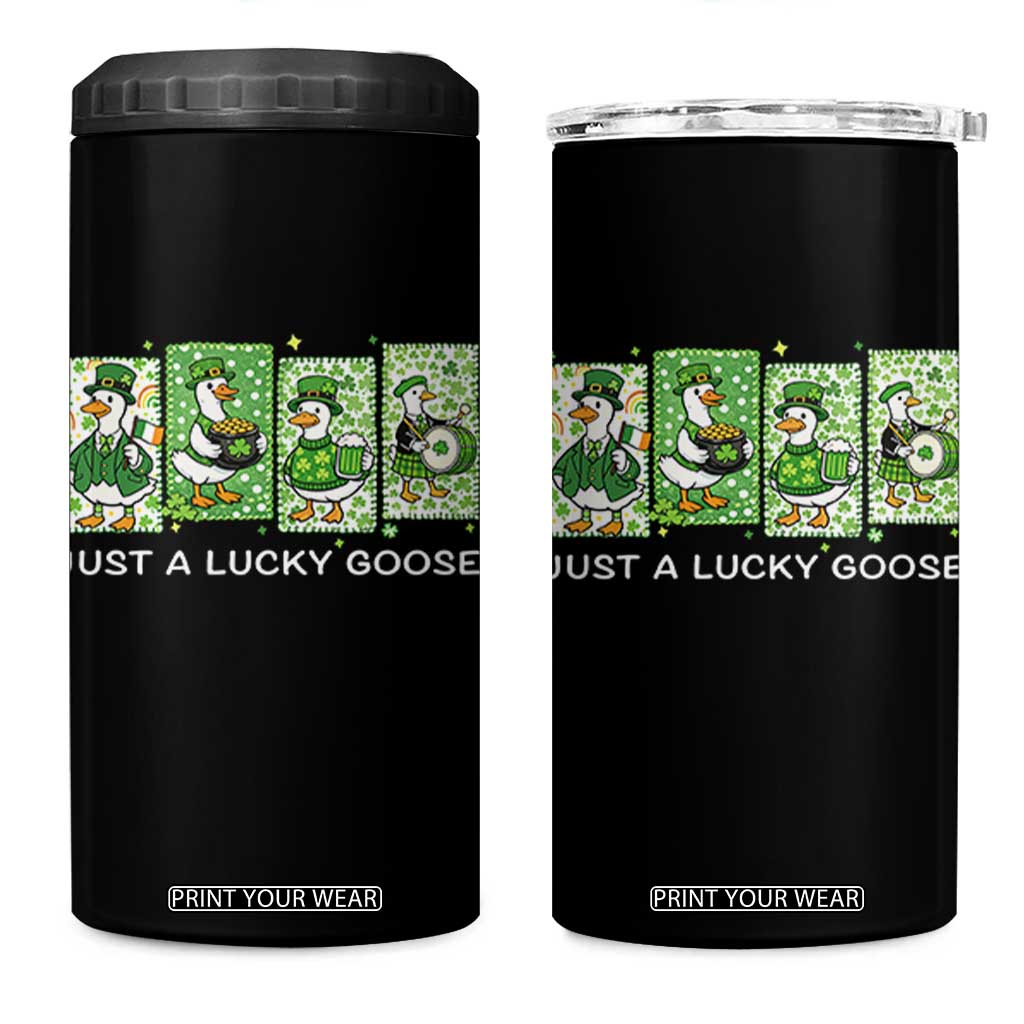 Just A Lucky Goose 4 in 1 Can Cooler Tumbler Funny Irish Crew St Patricks Day TS12 One Size: 16 oz Black Print Your Wear