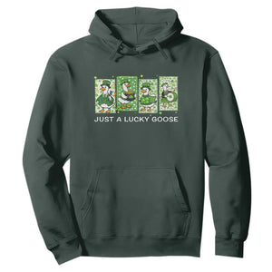 Just A Lucky Goose Hoodie Funny Irish Crew St Patricks Day TS12 Dark Forest Green Print Your Wear