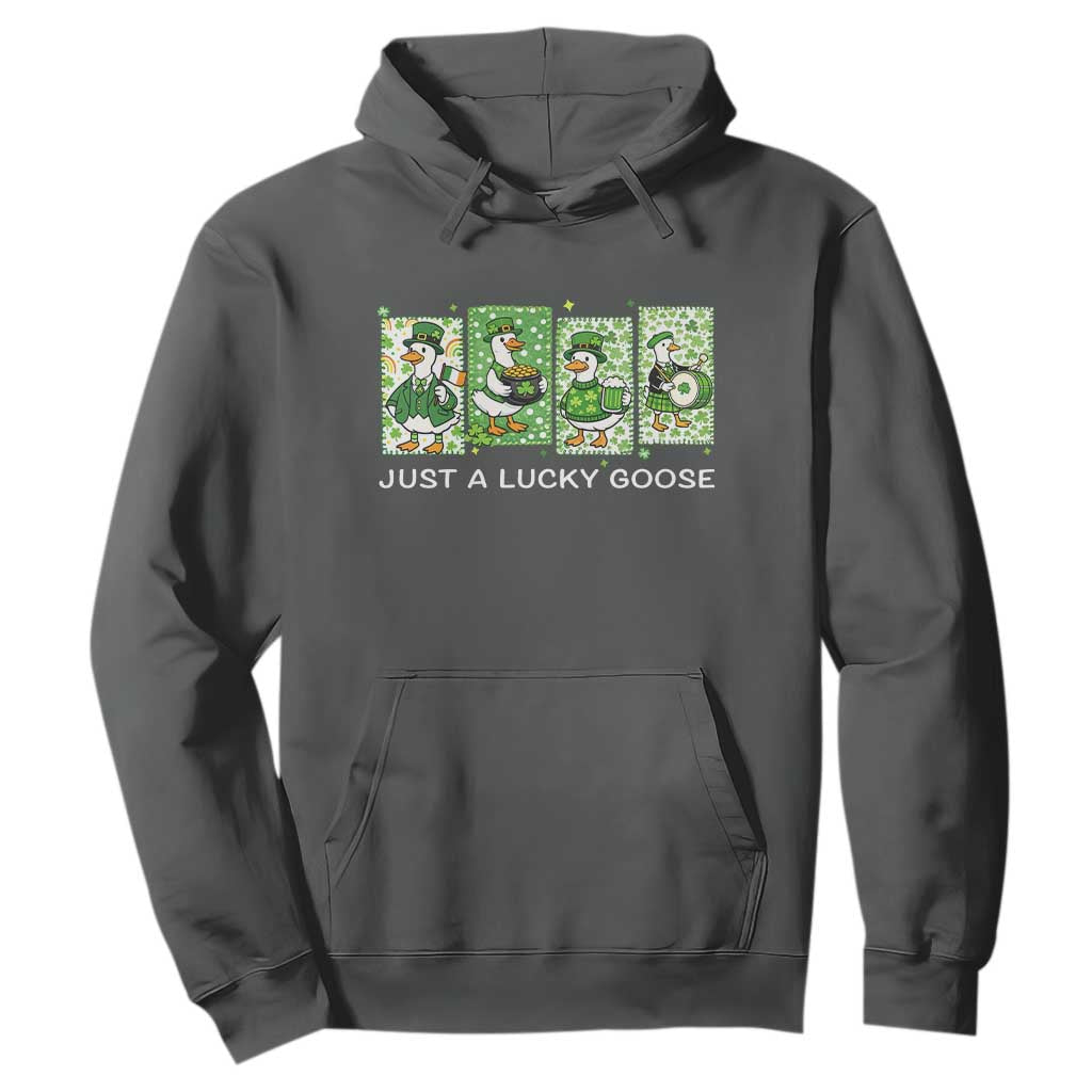 Just A Lucky Goose Hoodie Funny Irish Crew St Patricks Day TS12 Dark Heather Print Your Wear
