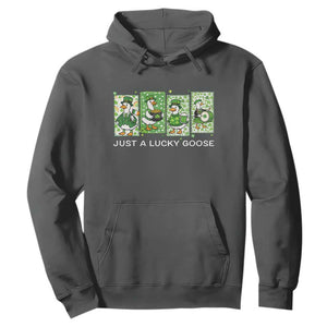 Just A Lucky Goose Hoodie Funny Irish Crew St Patricks Day TS12 Dark Heather Print Your Wear