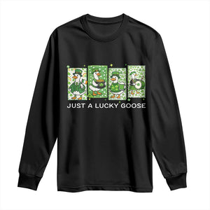 Just A Lucky Goose Long Sleeve Shirt Funny Irish Crew St Patricks Day TS12 Black Print Your Wear