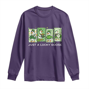 Just A Lucky Goose Long Sleeve Shirt Funny Irish Crew St Patricks Day TS12 Purple Print Your Wear