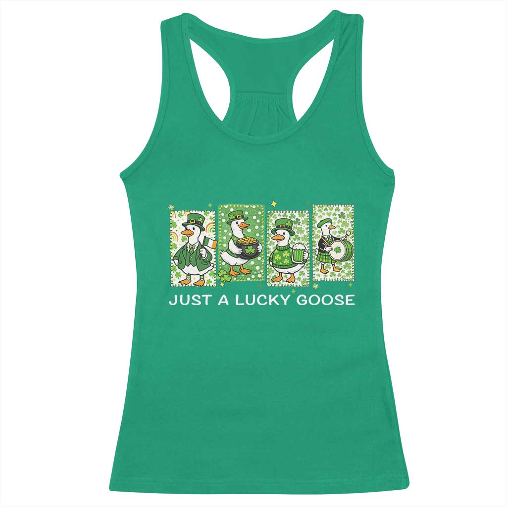 Just A Lucky Goose Racerback Tank Top Funny Irish Crew St Patricks Day TS12 Irish Green Print Your Wear