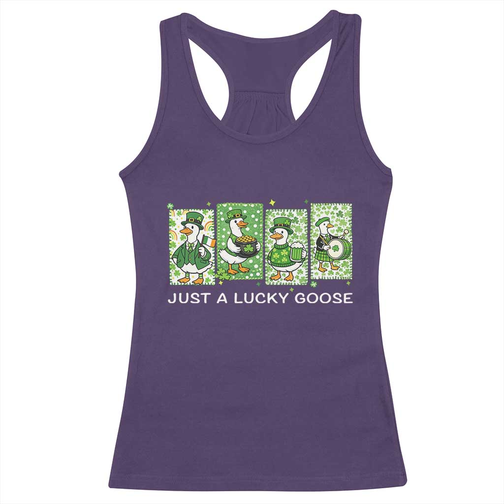 Just A Lucky Goose Racerback Tank Top Funny Irish Crew St Patricks Day TS12 Purple Print Your Wear