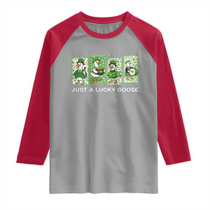 Just A Lucky Goose Raglan Shirt Funny Irish Crew St Patricks Day TS12 Sport Gray Red Print Your Wear