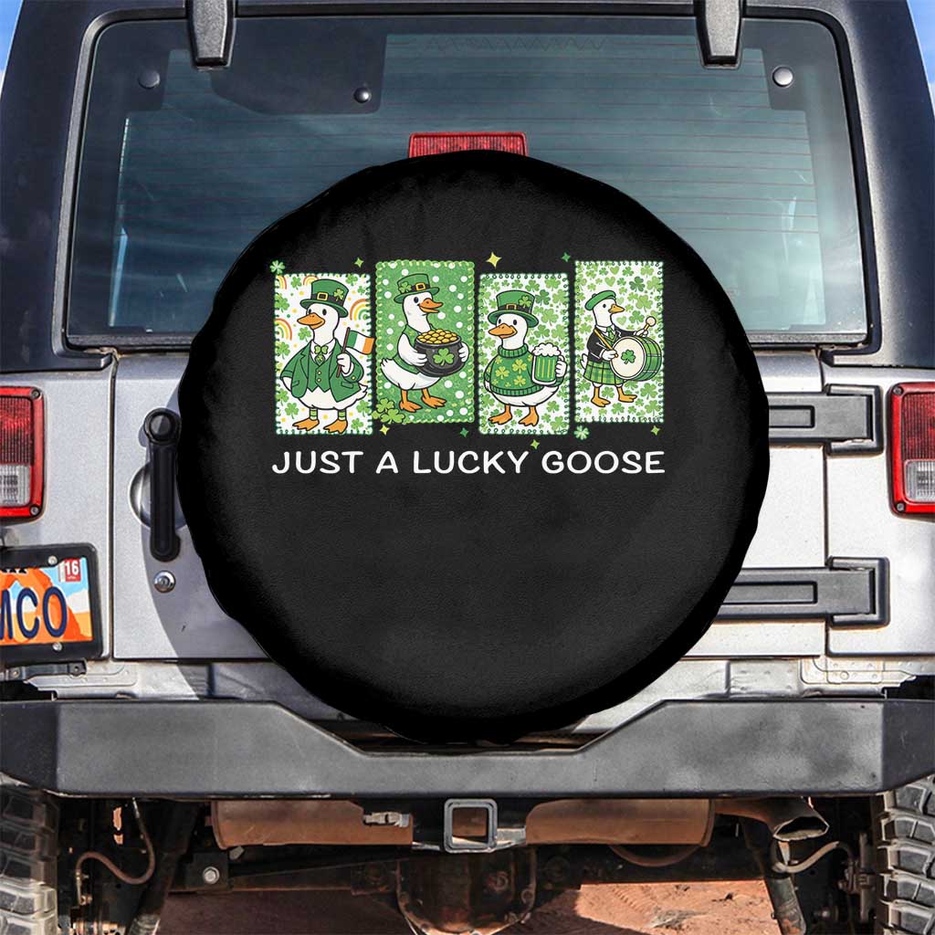 Just A Lucky Goose Spare Tire Cover Funny Irish Crew St Patricks Day TS12 No hole Black Print Your Wear