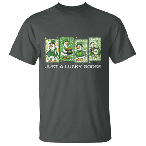 Just A Lucky Goose T Shirt Funny Irish Crew St Patricks Day TS12 Dark Heather Print Your Wear