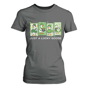 Just A Lucky Goose T Shirt For Women Funny Irish Crew St Patricks Day TS12 Dark Heather Print Your Wear