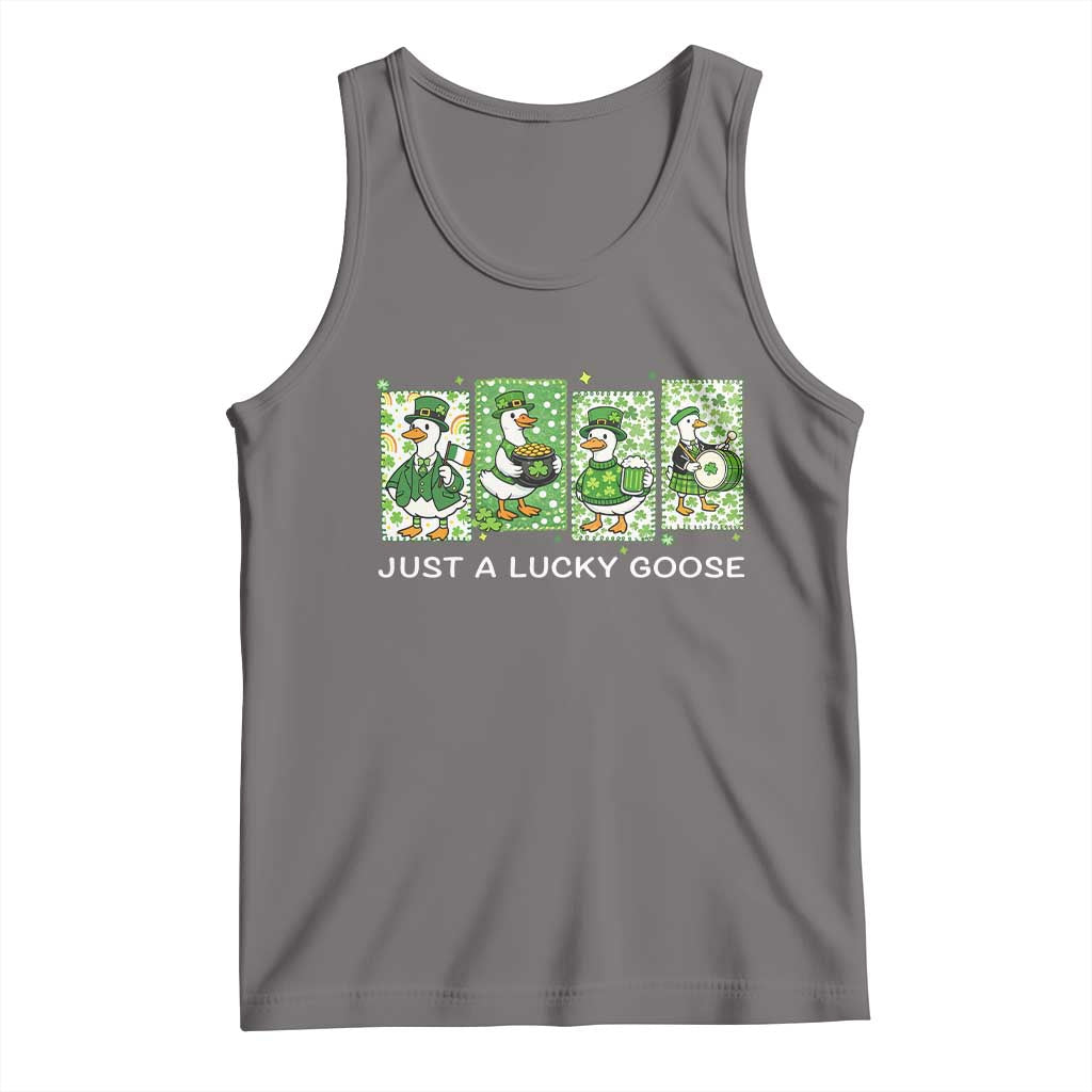 Just A Lucky Goose Tank Top Funny Irish Crew St Patricks Day TS12 Deep Heather Print Your Wear