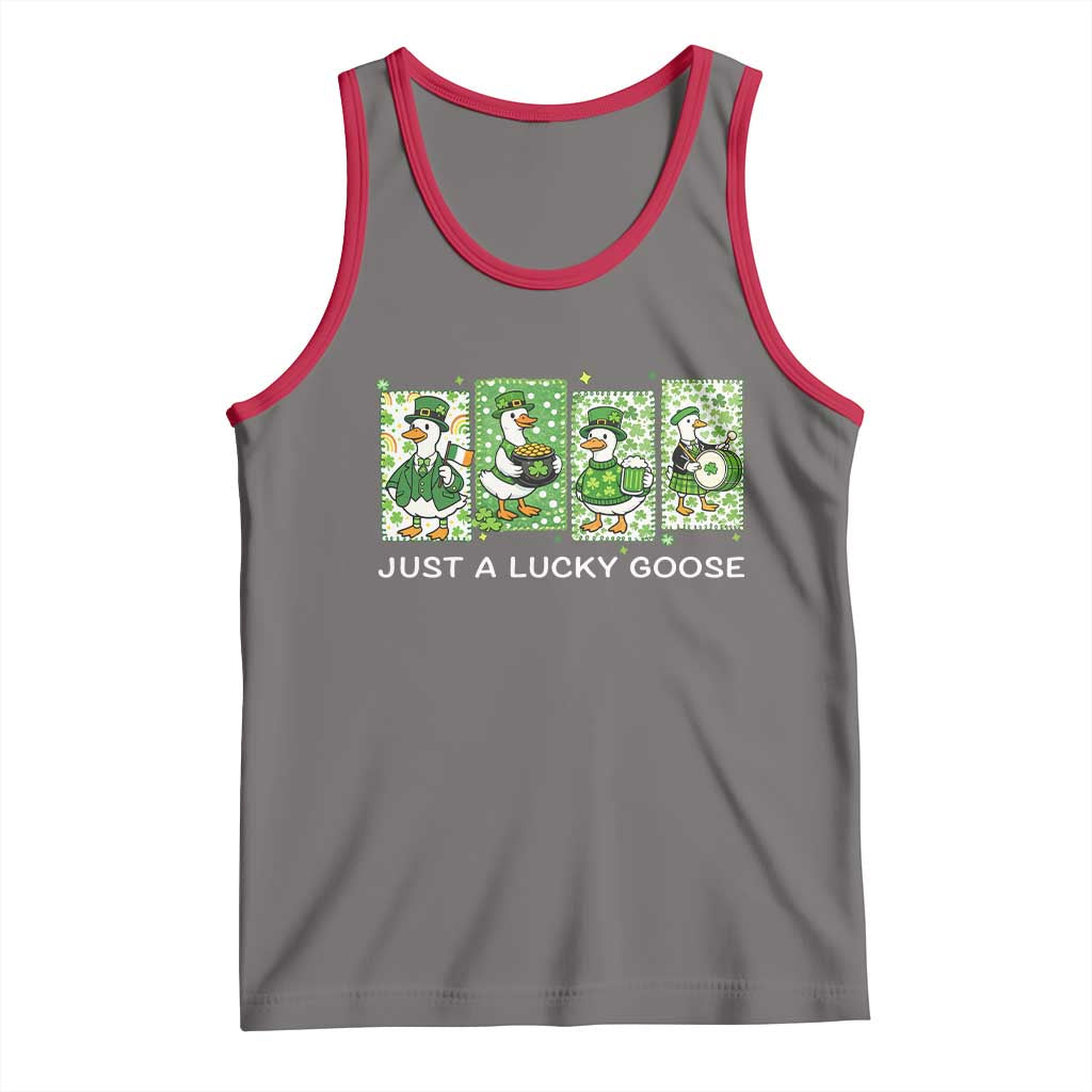 Just A Lucky Goose Tank Top Funny Irish Crew St Patricks Day TS12 Deep Heather Red Print Your Wear
