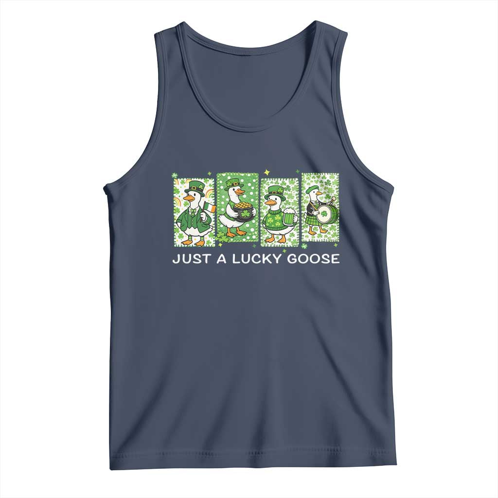 Just A Lucky Goose Tank Top Funny Irish Crew St Patricks Day TS12 Navy Print Your Wear