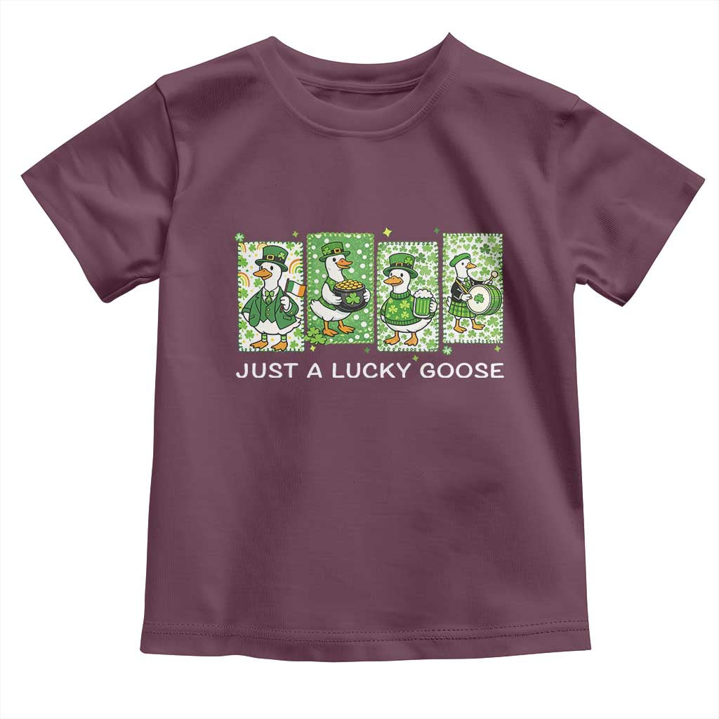 Just A Lucky Goose Toddler T Shirt Funny Irish Crew St Patricks Day TS12 Maroon Print Your Wear