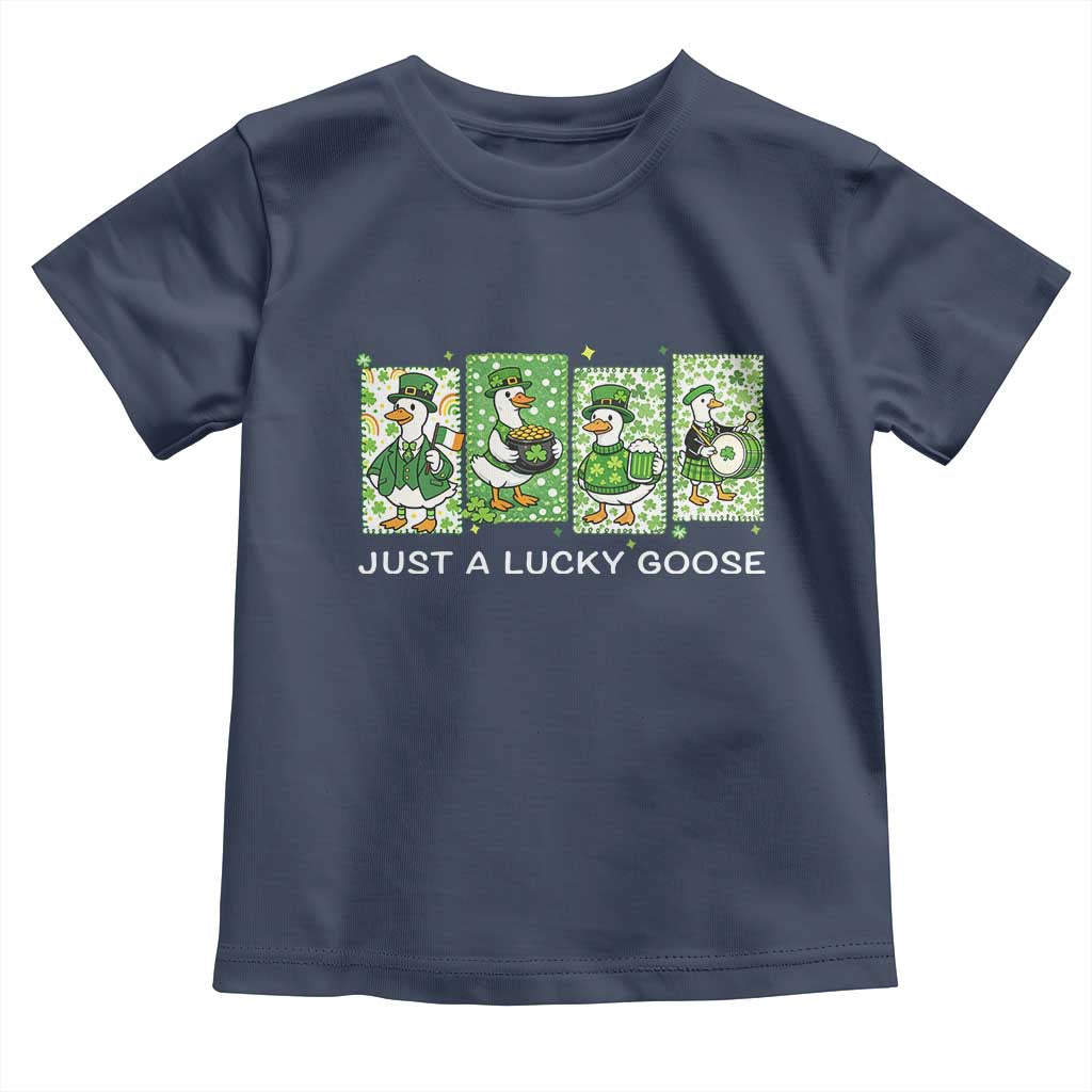 Just A Lucky Goose Toddler T Shirt Funny Irish Crew St Patricks Day TS12 Navy Print Your Wear