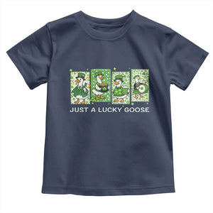 Just A Lucky Goose Toddler T Shirt Funny Irish Crew St Patricks Day TS12 Navy Print Your Wear
