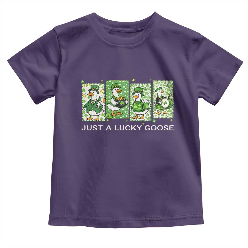 Just A Lucky Goose Toddler T Shirt Funny Irish Crew St Patricks Day TS12 Purple Print Your Wear