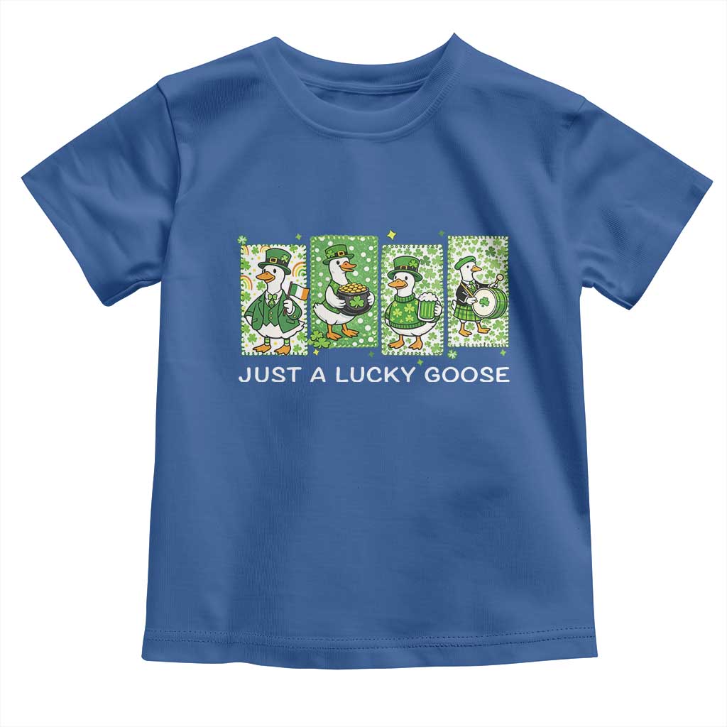 Just A Lucky Goose Toddler T Shirt Funny Irish Crew St Patricks Day TS12 Royal Blue Print Your Wear