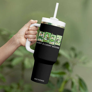 Just A Lucky Goose Tumbler With Handle Funny Irish Crew St Patricks Day TS12 Print Your Wear
