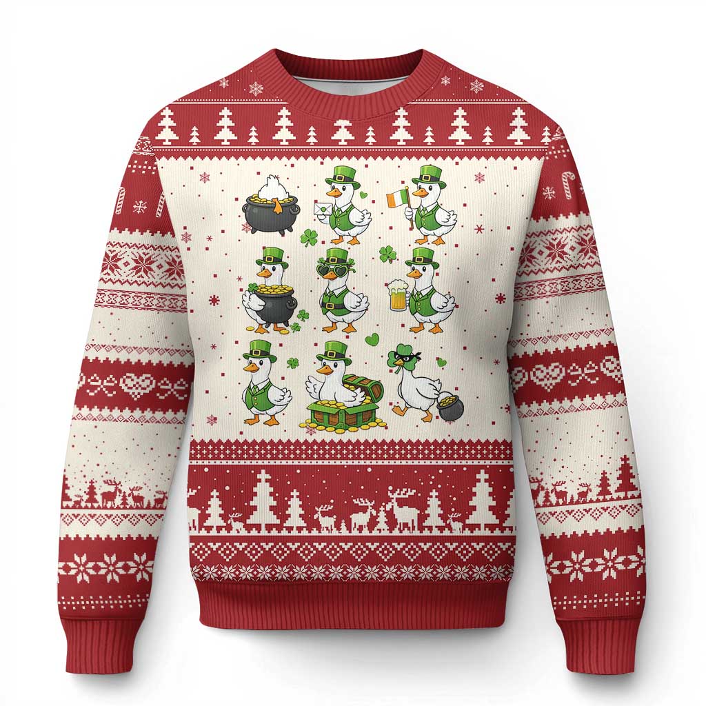 St Patricks Day Goose Crew Irish Celebration Ugly Christmas Sweater TS12 Beige Red Print Your Wear