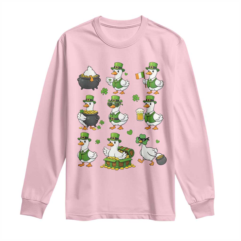 St Patricks Day Goose Crew Irish Celebration Long Sleeve Shirt TS12 Light Pink Print Your Wear